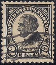 610 2 cent Harding Memorial, Black Stamp used XF