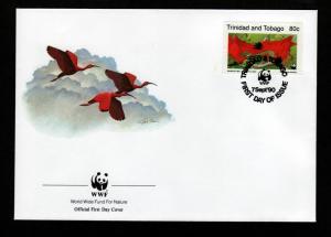 Trinidad & Tobago Four 1990 WWF FDC Flamingos!