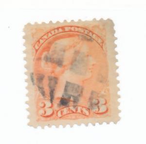 Canada 1870  Scott 37 used - 3c, Queen Victoria