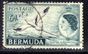 Bermuda 1953 - 62 QE2 6d White tailed Tropic bird Used SG 143 (J1308 )