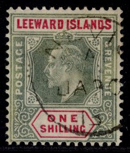 LEEWARD ISLANDS EDVII SG26, 1s green & carmine, USED. Cat £38. CDS