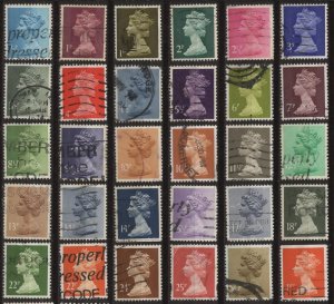 Great Britain (used) assortment of 30 Machins, all different