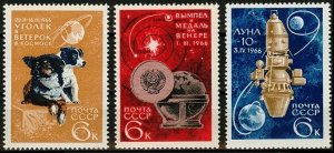 1966 USSR 3238-3240 Space exploration