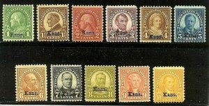 [M6]   US #658-668 Mint-Never Hinged ~ Overprinted 'Kans.' Set  Free Shipping. 