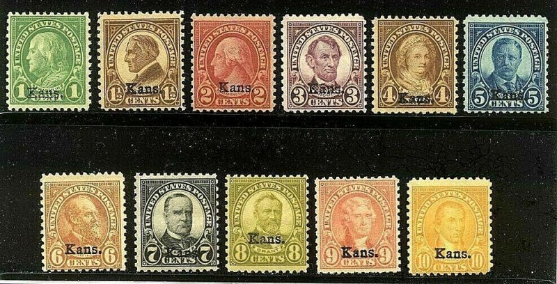 [M6]   US #658-668 Mint-Never Hinged ~ Overprinted 'Kans.' Set  Free Shipping. 