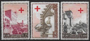 1951 San Marino Pro Croce Rossa 3v. MNH Sass. n. 369/71