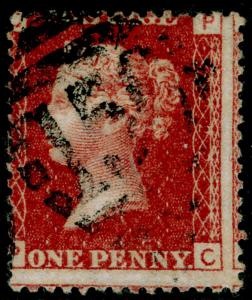 SG43, 1d rose-red plate 222, USED. Cat £50. PC