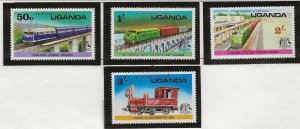 UGANDA Sc 155-58+158a NH issue of 1976 - SET+S/S - TRAINS