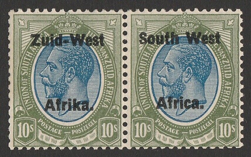 SOUTH WEST AFRICA 1923 Setting II on KGV 10/-, pair. Only 1200 printed. 