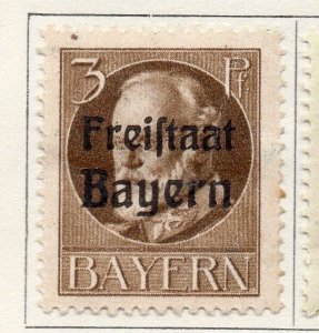 Bavaria 1919 Early Issue Fine Mint Hinged 3pf. Optd 130876