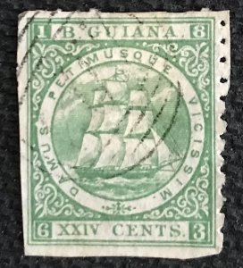 British Guiana #68 Used Single Cut Perfs Seal of Colony Ship L21