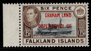 FALKLAND ISLANDS - Graham Land GVI SGA6a, 6d blue-black & brown NH MINT Cat £18.