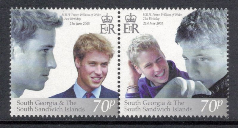 SOUTH GEORGIA 2003 Prince William 21st Birthday; Scott 295, SG 362a; MNH