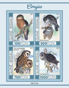 Guinea-Bissau - 2021 Owls, Rufous, Greater Sooty - 4 Stamp Sheet - GB210116a 