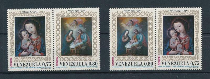 [98503] Venezuela 1969 Christmas Weihnachten Noël Paintings Christ 2 Pairs MNH