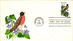 #2001 Wisconsin Birds & Flowers-UNKNOWN HAND PAINTED CACHET