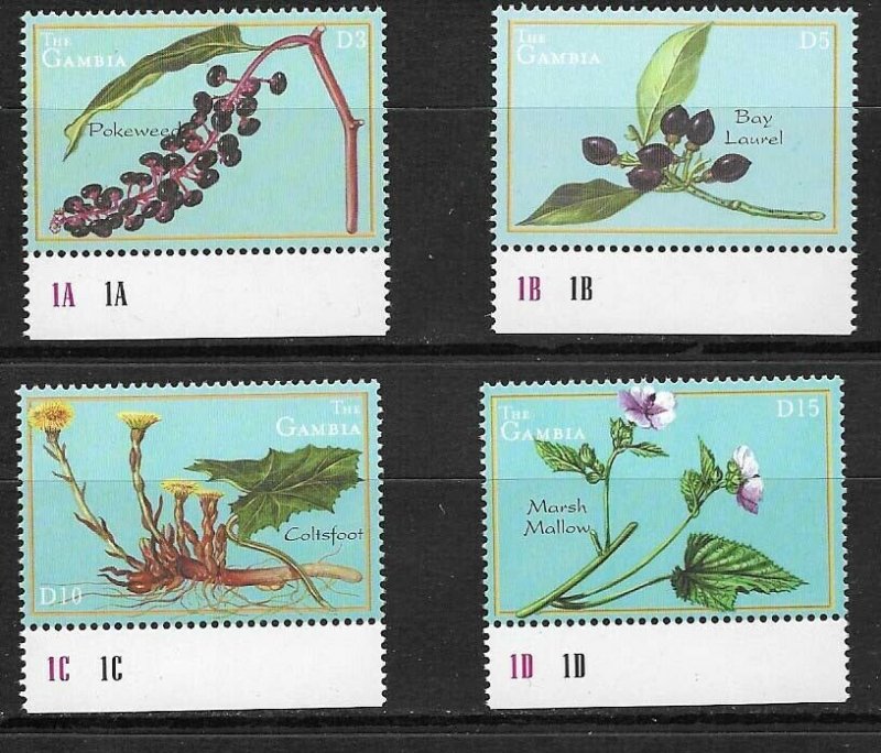 #8045 GAMBIA 2001 FLORA FLOWERS  YV 3428-31 MNH