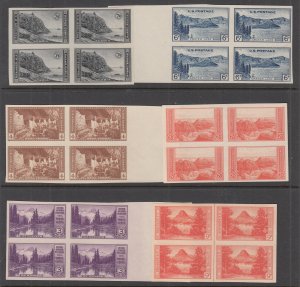 US 756-765 Imperfs Blocks of Four Unused NH VF