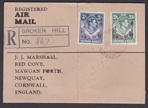 NORTHERN RHODESIA 1946 'Marshall' cover with GVI 2/6d & 3/- Reg ex Broken Hill