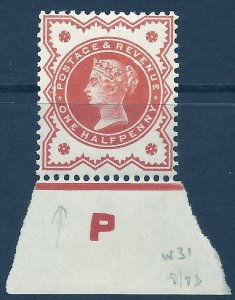 ½d Vermilion Jubilee control P imperf single with variety -  UNMOUNTED MINT/MNH