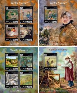 Art Paintings Degas van Dyck Hals Rubens etc Maldives 38 MNH sheets stamp set