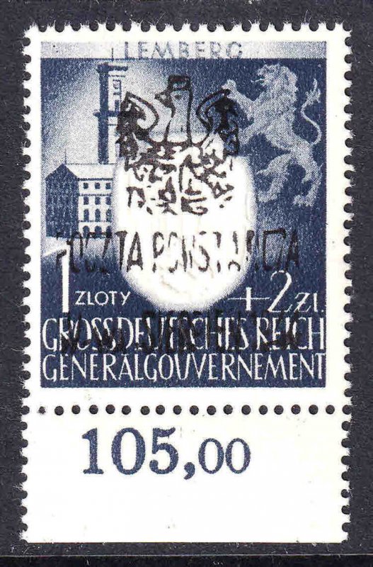 POLAND NB32 POCZTA POWSTARCZA OVERPRINT OG NH U/M F/VF SIGNED IMPRINT SELVAGE