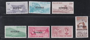 Isle of Man Revenue Stamps, 7 Different, Including 1, 2 & 5 LB Stamps, NH