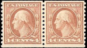 1917 US SC # 495 VF MINT NH og COIL PAIR   PRISTINE - SOUND.