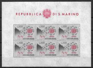 1962 San Marino Sc539 Complete MNH Europa sheet of 6