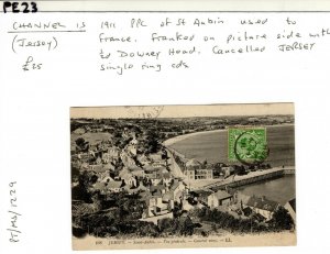 GB Channel Is JERSEY Card PPC View Side Usage St Aubin 1911{samwells-covers}PE23 