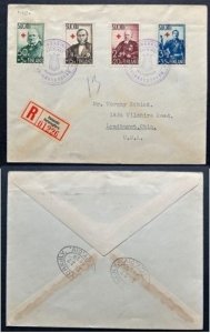 Finland 1938 Red Cross FDC Registered letter from Helsinki to NY USA