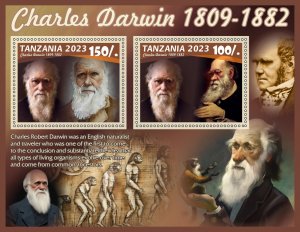 Stamps. Charles Darwin 2023 year 1+1 sheets perf Tanzania NEW