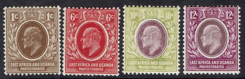 EAST AFRICA & UGANDA 1907 KEVII 3C 6C 10C AND 12C