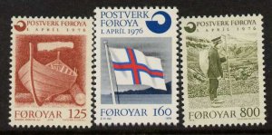 Faroe Islands 21-3 MNH - Boat, Flag, Postal Messenger