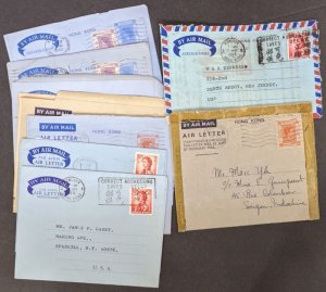 EDW1949SELL : HONG KONG Interesting collection of 7 Used + 2 Unused Aerogrammes.