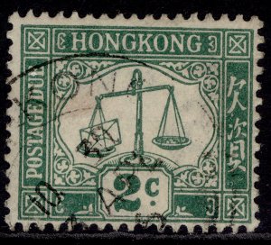 HONG KONG GV SG D2, 2c green, FINE USED.