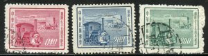 Republic of China Scott 1140-42 UH - 1956 75th of Chinese Railroads - SCV $3.15