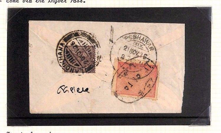 Ap80 Asia Cover 1926 AFGHANISTAN INDIA Combination MIXED FRANKING Peshawar India