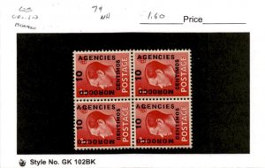 Great Britain, Postage Stamp, #79 Block Mint NH, 1937 Offices Morocco (AD)