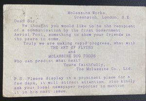 1911 London England First Coronation Flight Airmail Postcard Cover To Leeds