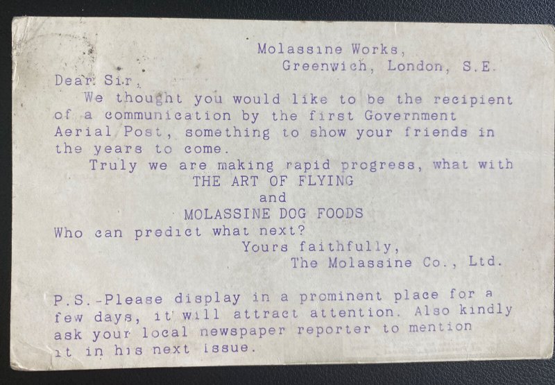 1911 London England First Coronation Flight Airmail Postcard Cover To Leeds