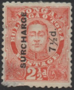 Tonga 1895 SG31 7½d on 2½d King George II MLH