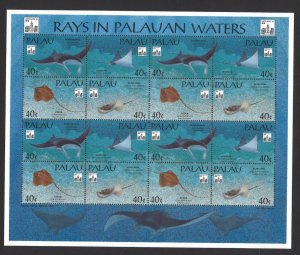 Palau 1994 - Hong Kong Rays - Marine Life - Sheet of 16 stamps - MNH