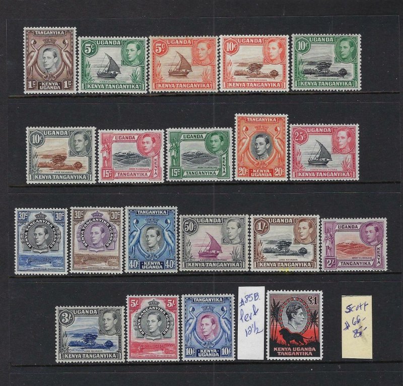 KENYA UGANDA TANGANYIKA SCOTT #64-85b  GEORGE VI SET  (20)  MINT LH/HINGED)