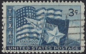 938 3 cent Texas Statehood Stamp used VF