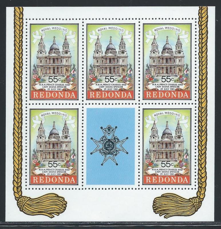 ANTIGUA REDONDA MICHEL #73 MINI SH/5 VF MNH 1981