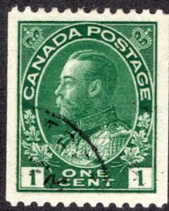 131 Scott, Canada - King George V - 1c dark green - p12  coil, VF/XF