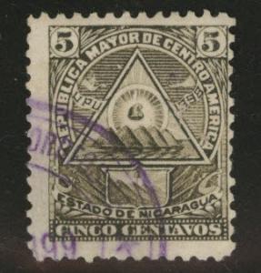 Nicaragua Scott 102 used 1898 5c stamp no wmk CV$22.50