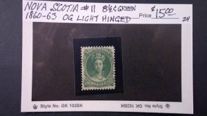 Nova Scotia 1860-1863 Scott# 11 F-VF OG Light Hinged