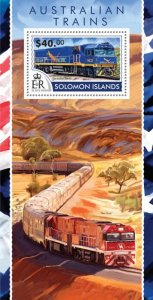 SOLOMON IS. - 2015 - Australian Trains - Perf Souv Sheet -Mint Never Hinged